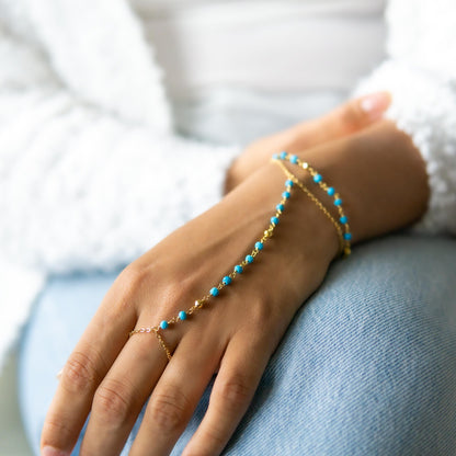 Handmade turquoise and gold pyrite bracelet for Christmas gift