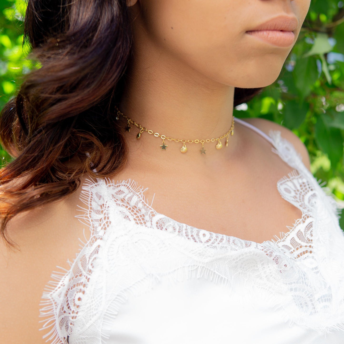 Hazel Seashell & Star Choker Gold