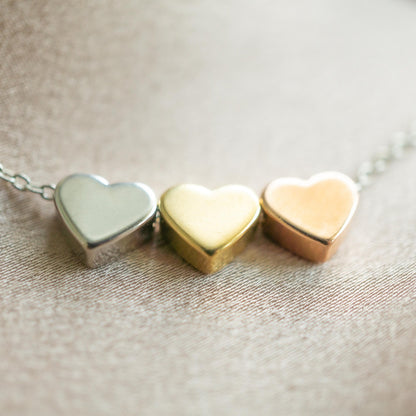 Aria 3 Heart Necklace Tricolour
