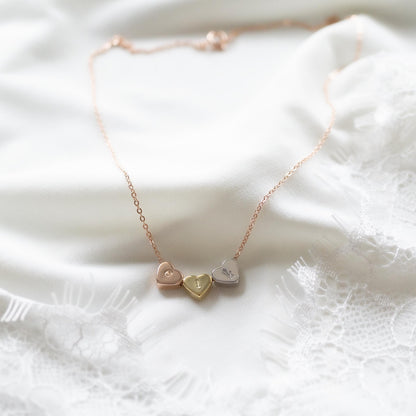 Aria 3 Heart Necklace Tricolour