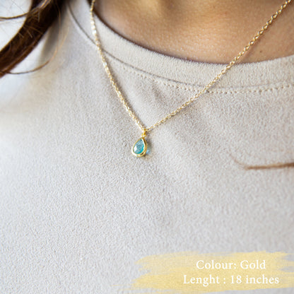 Gemma Aquamarine Necklace Gold