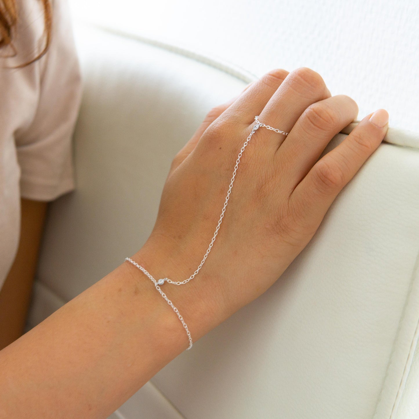 Taryn Sterling Silver Finger Bracelet CZ