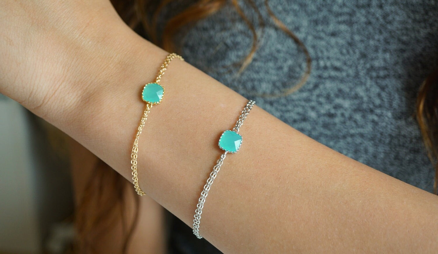 Ximena Mint Green Bracelet Gold