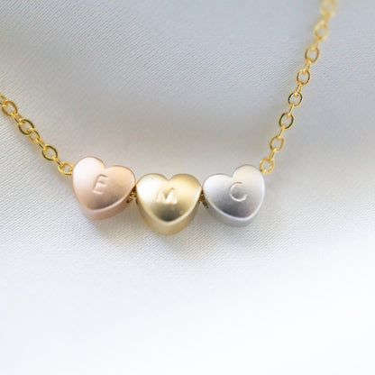 Aria 3 Heart Necklace Tricolour