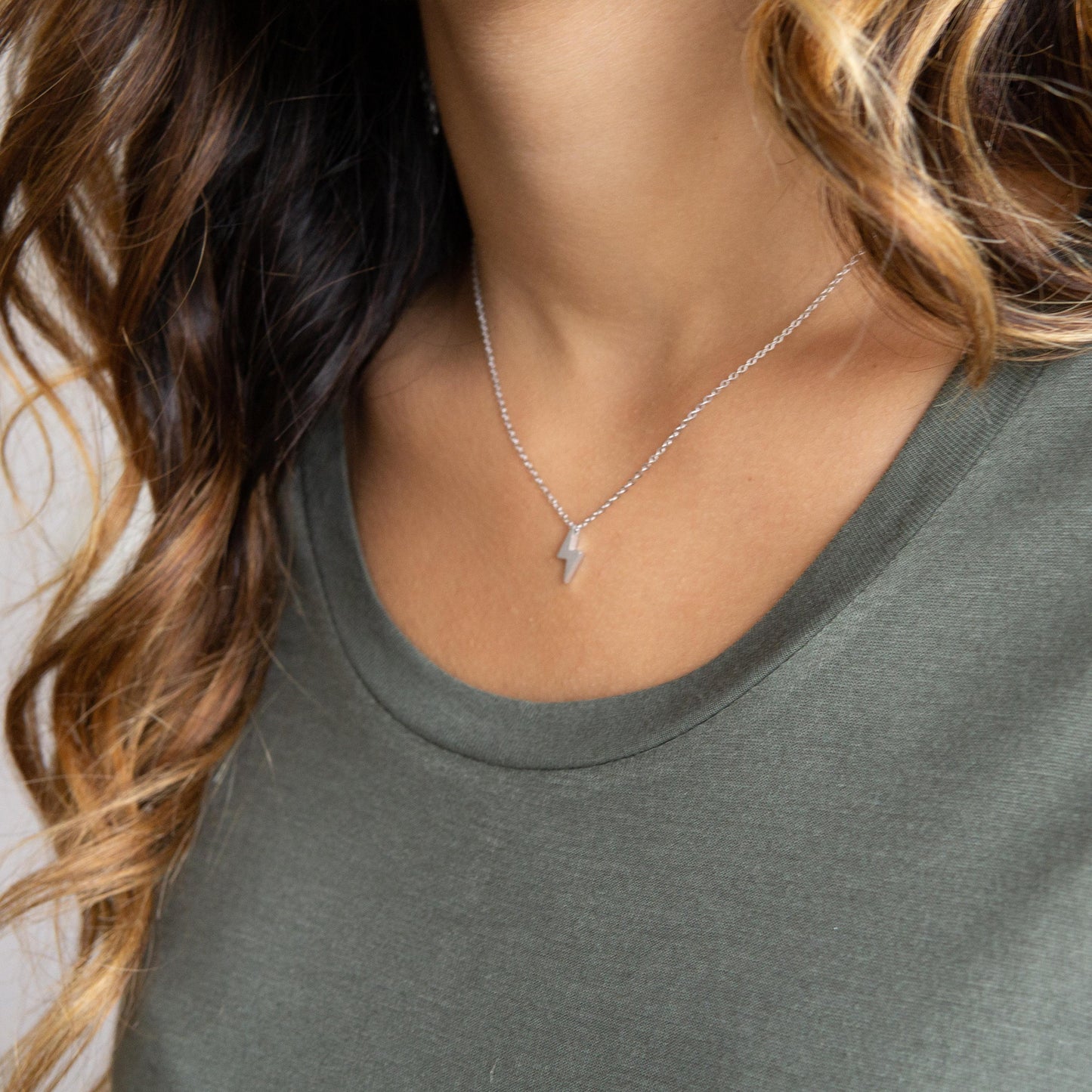 Dylan Lightning Bolt Necklace Silver