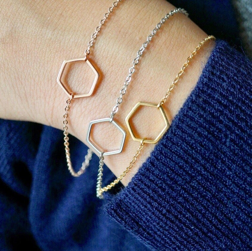 Paisley Hexagon Bracelet Rose Gold