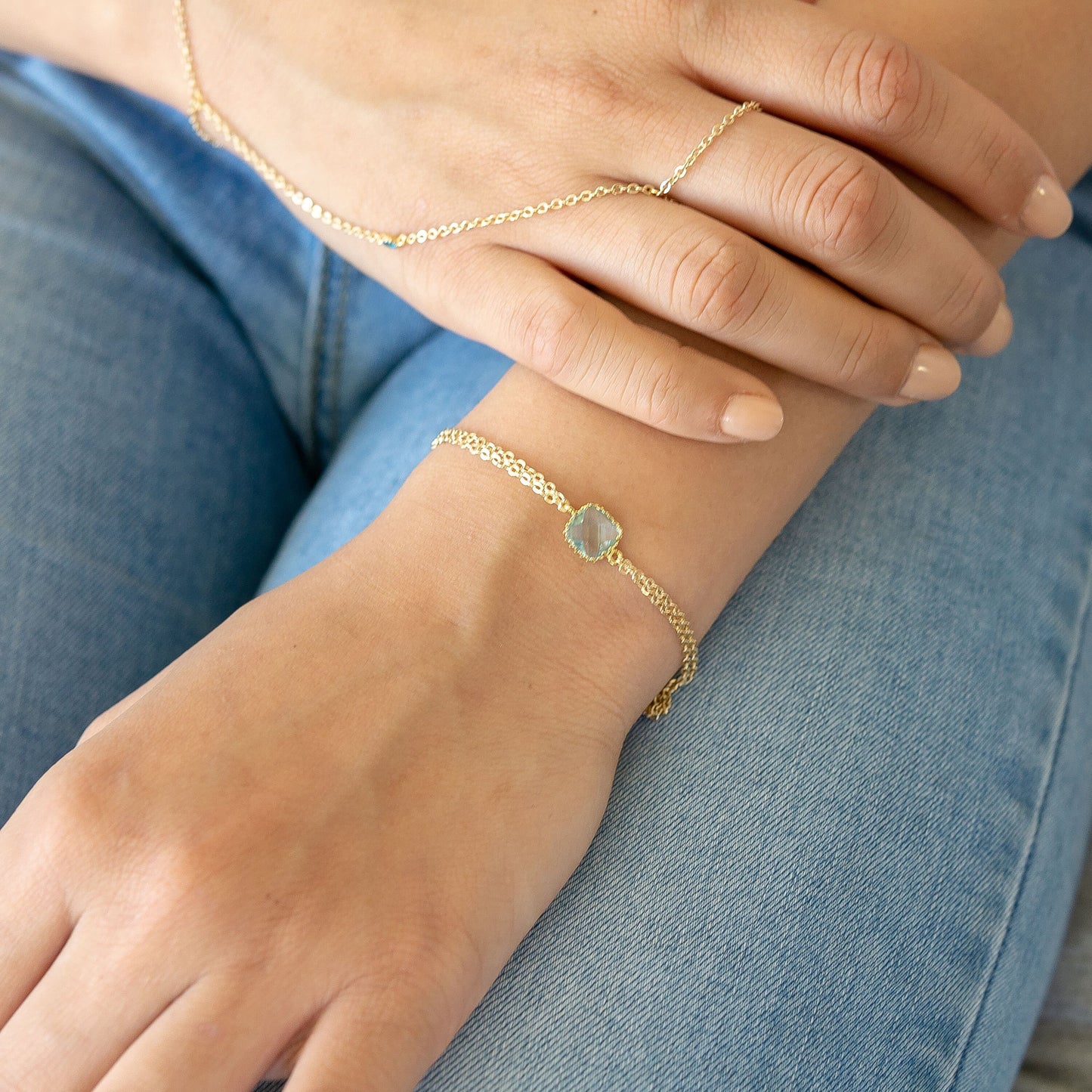 Freya Aquamarine Bracelet Gold