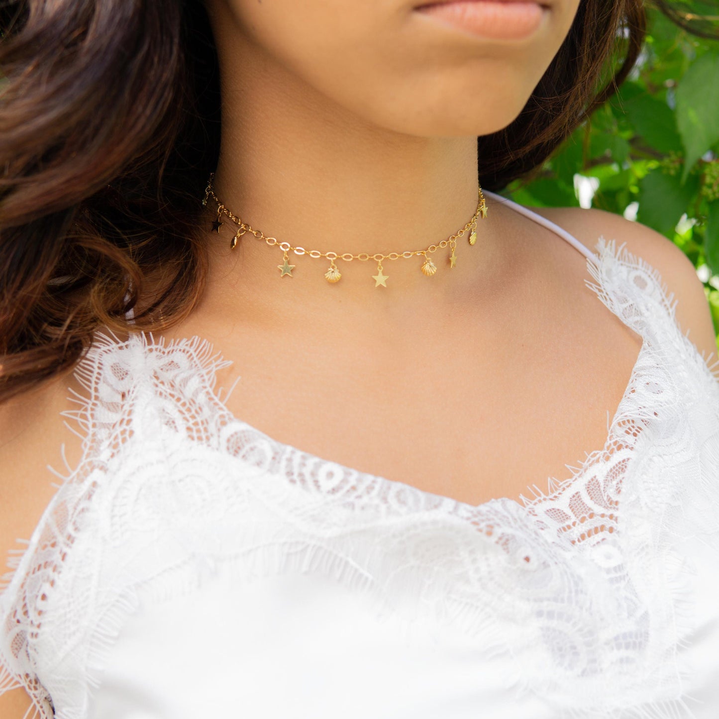 Hazel Seashell & Star Choker Gold