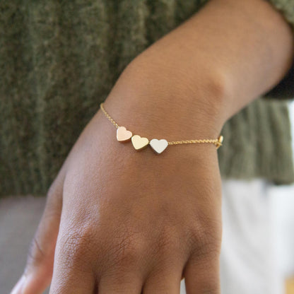 Kinsley 3 Heart Bracelet Gold