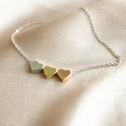 Aria 3 Heart Necklace Tricolour