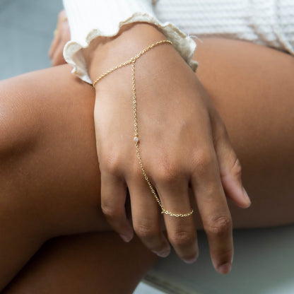 Luna Harness Hand Chain Gold Ruby