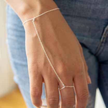 Taryn Sterling Silver Finger Bracelet CZ