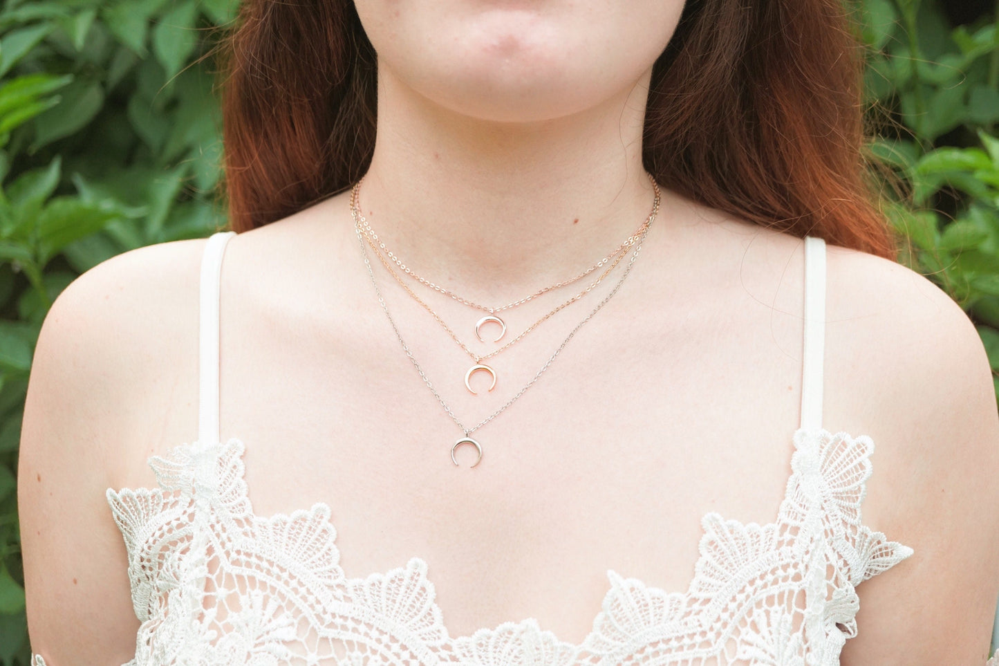 Quincy Moon Necklace Rose Gold
