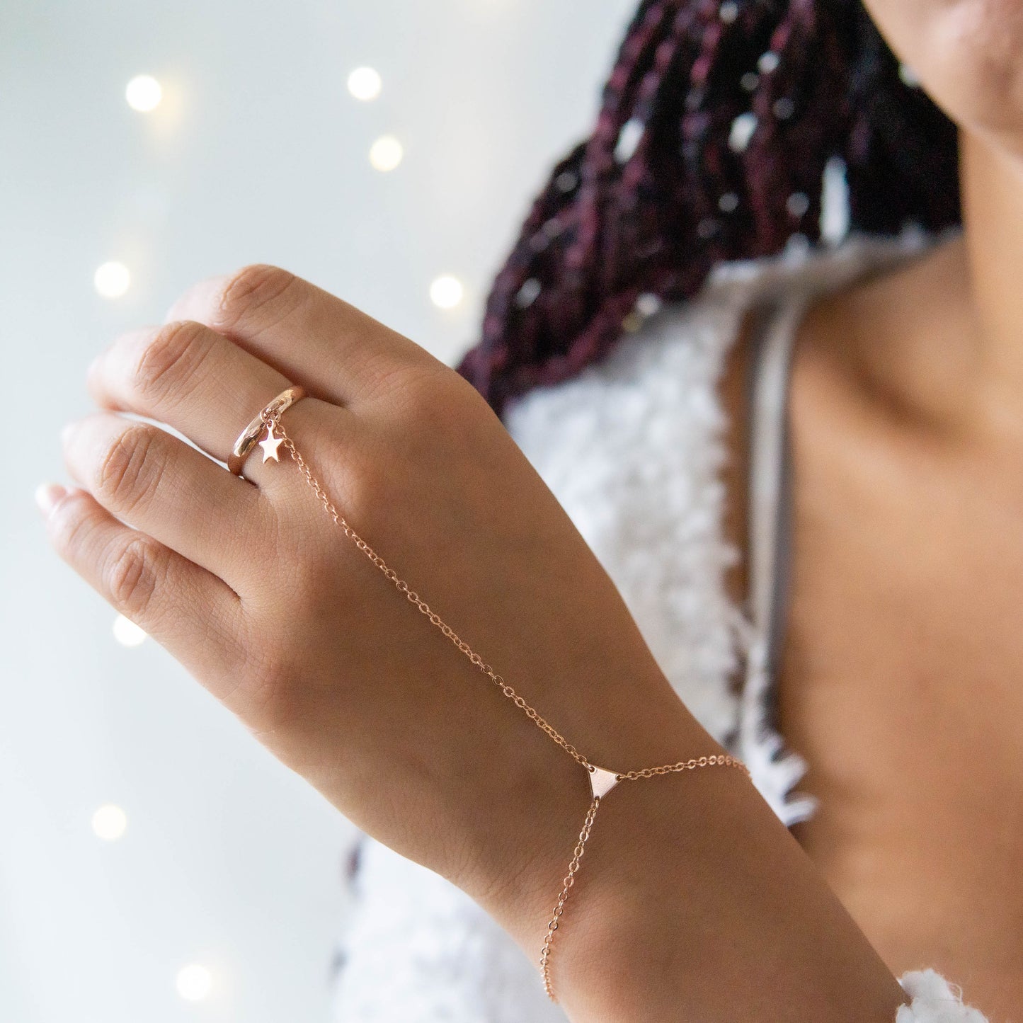 Talia Silver Star Hand Chain Gold