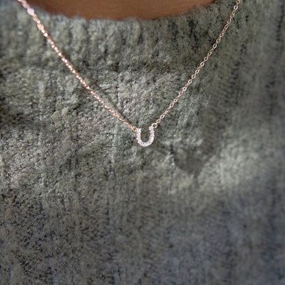 Harper Horseshoe CZ Necklace Rose Gold