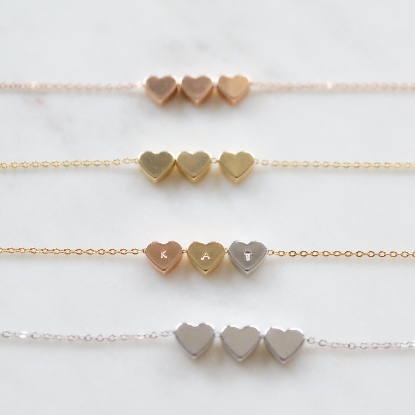 Aria 3 Heart Necklace Tricolour