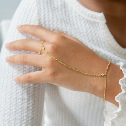 Elle 2 CZ Hand Chain in Gold