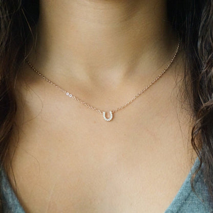 Harper Horseshoe CZ Necklace Rose Gold