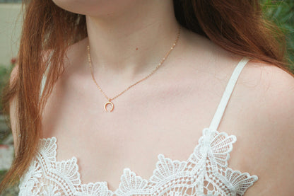 Quincy Moon Necklace Rose Gold
