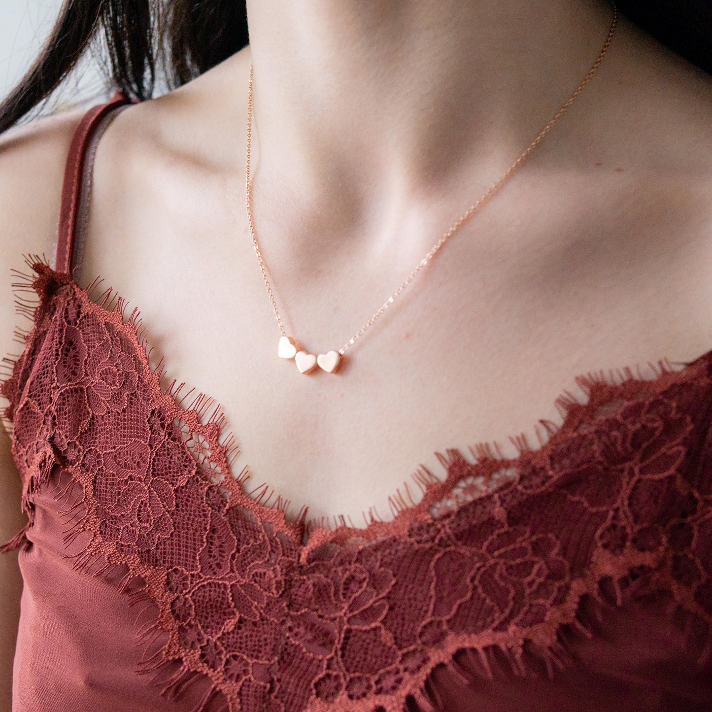 Aria 3 Heart Necklace Gold