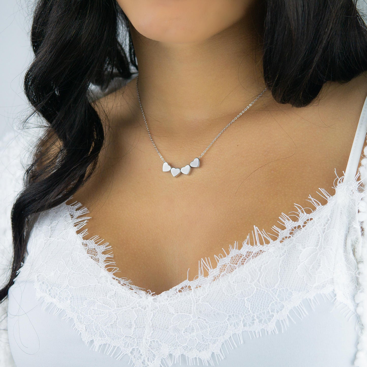 Bella 4 Heart Necklace Tricolour