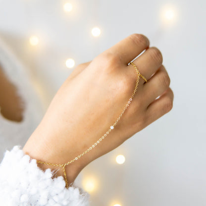 Chloe 1 CZ Hand Chain Rose Gold