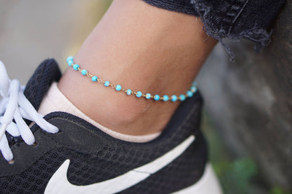 Reese Turquoise Anklet Gold
