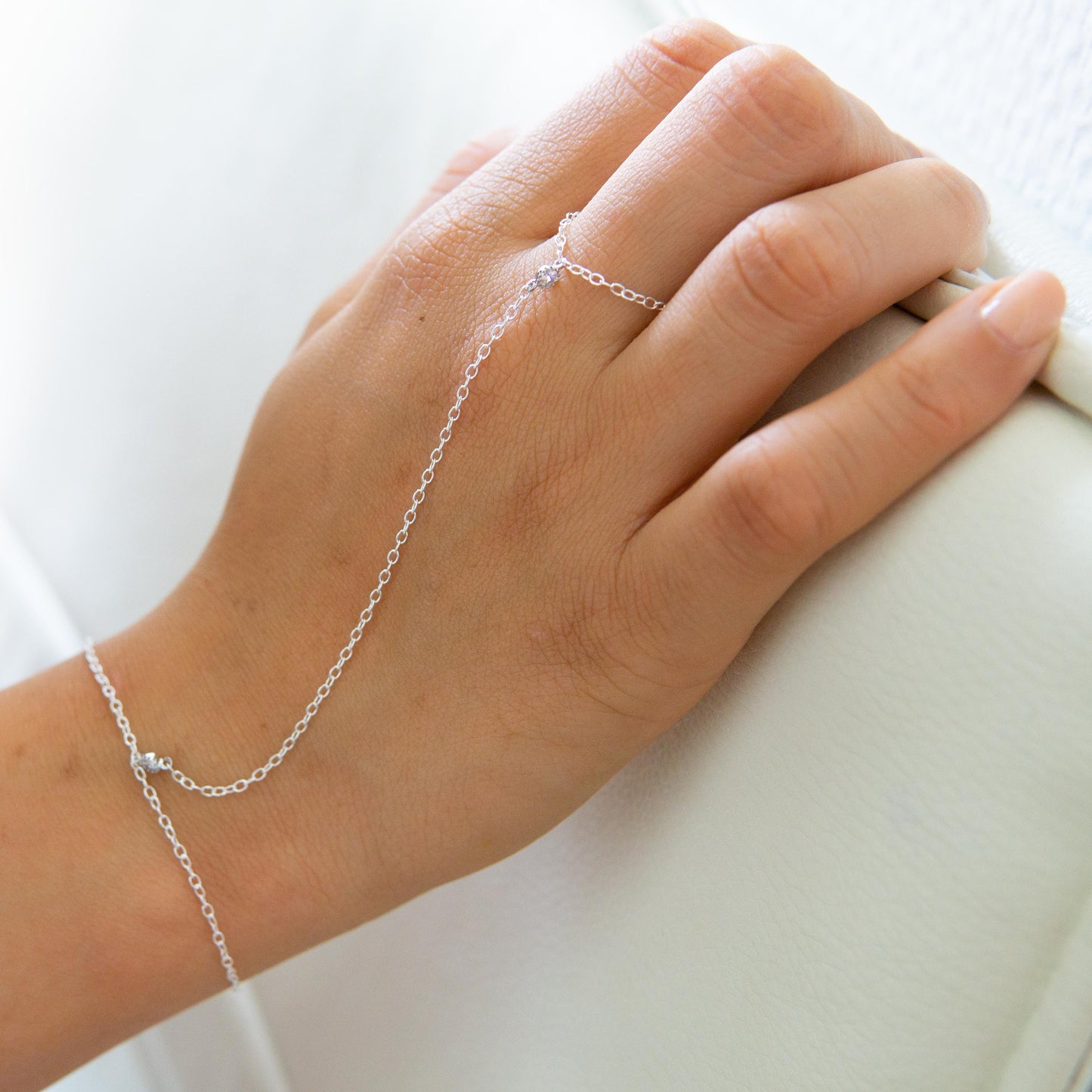 Taryn Sterling Silver Finger Bracelet CZ