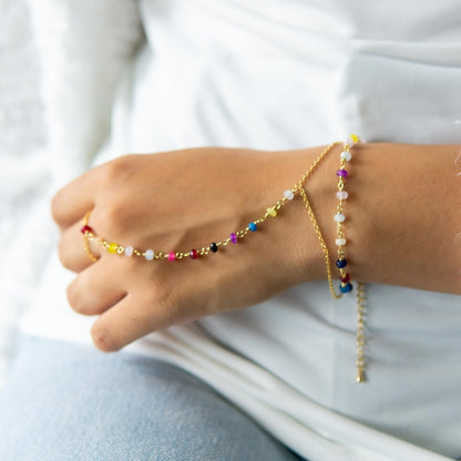 Zoie Rainbow Jade Rosary Double Wrist Finger Bracelet Jade