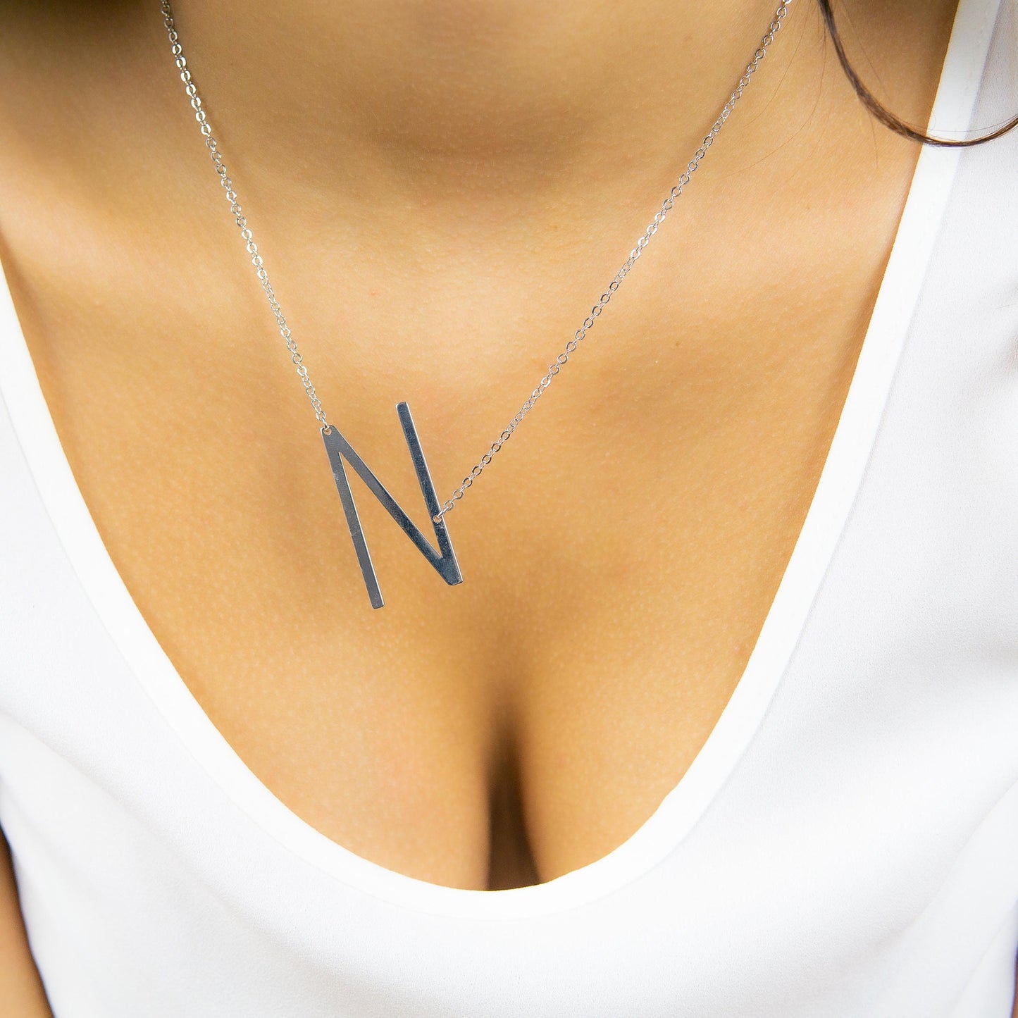 Junie Initial Necklace Silver