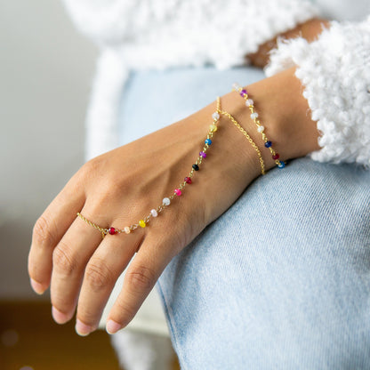 Zoie Rainbow Jade Rosary Double Wrist Finger Bracelet Jade