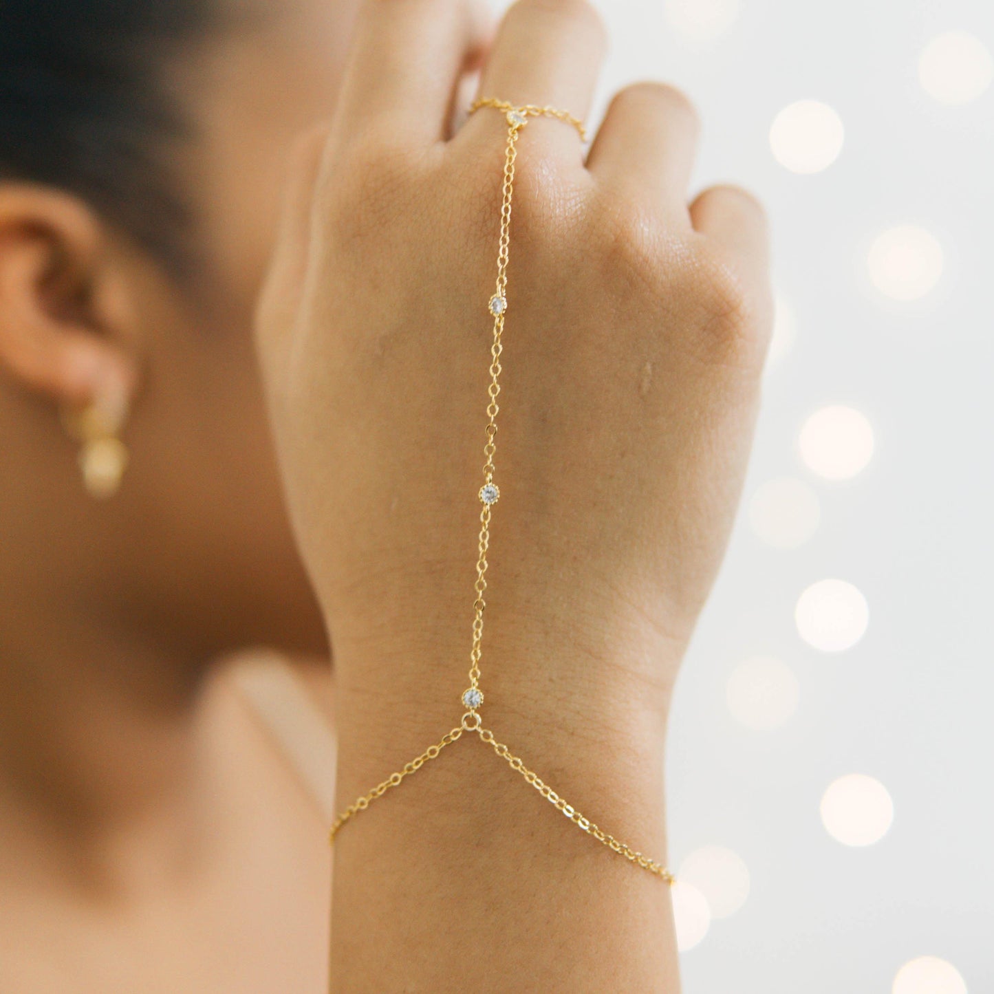 Ring Finger Bracelet Dainty Gold Plated Hand Jewelry