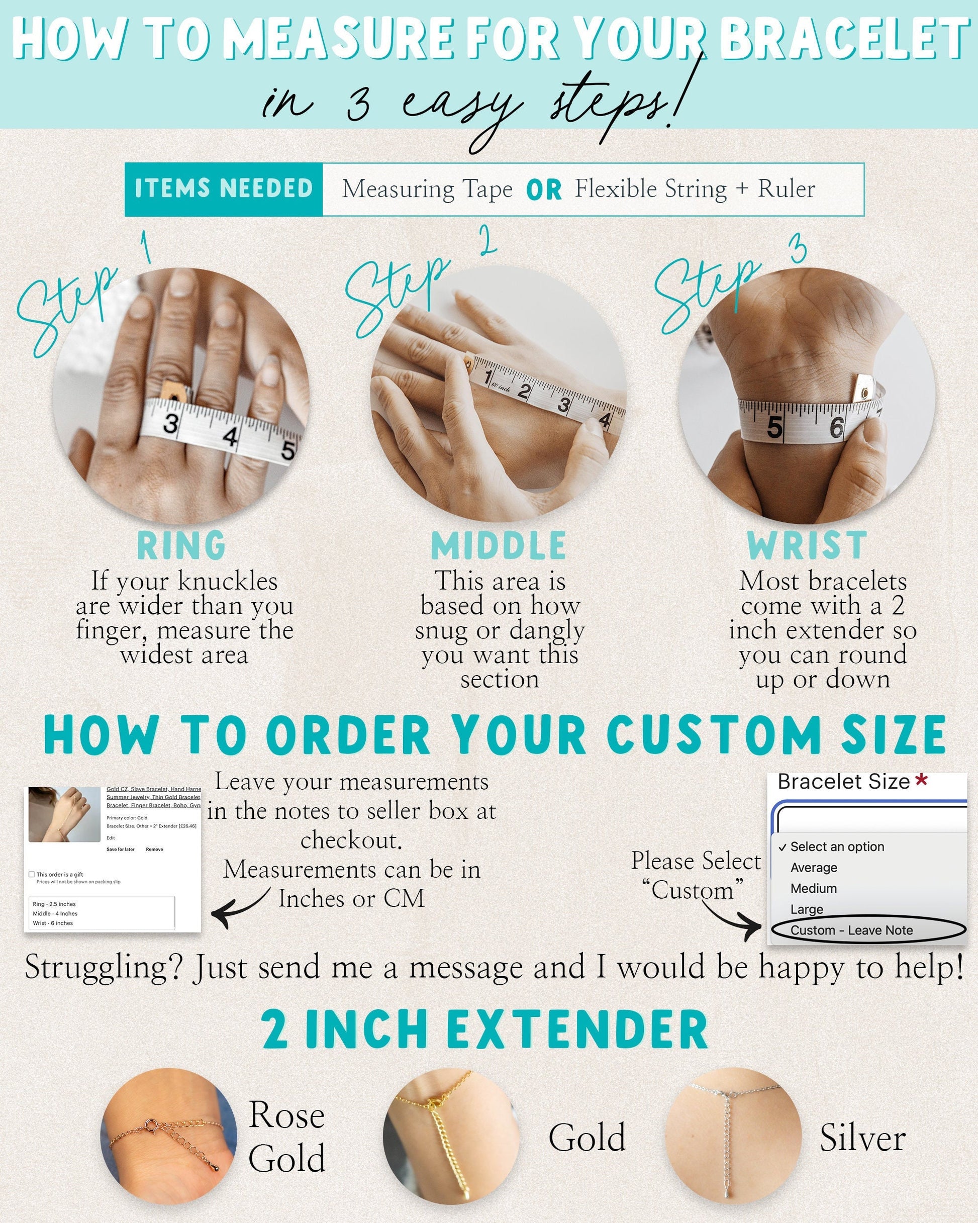 How to measure for your hand chain bracelet