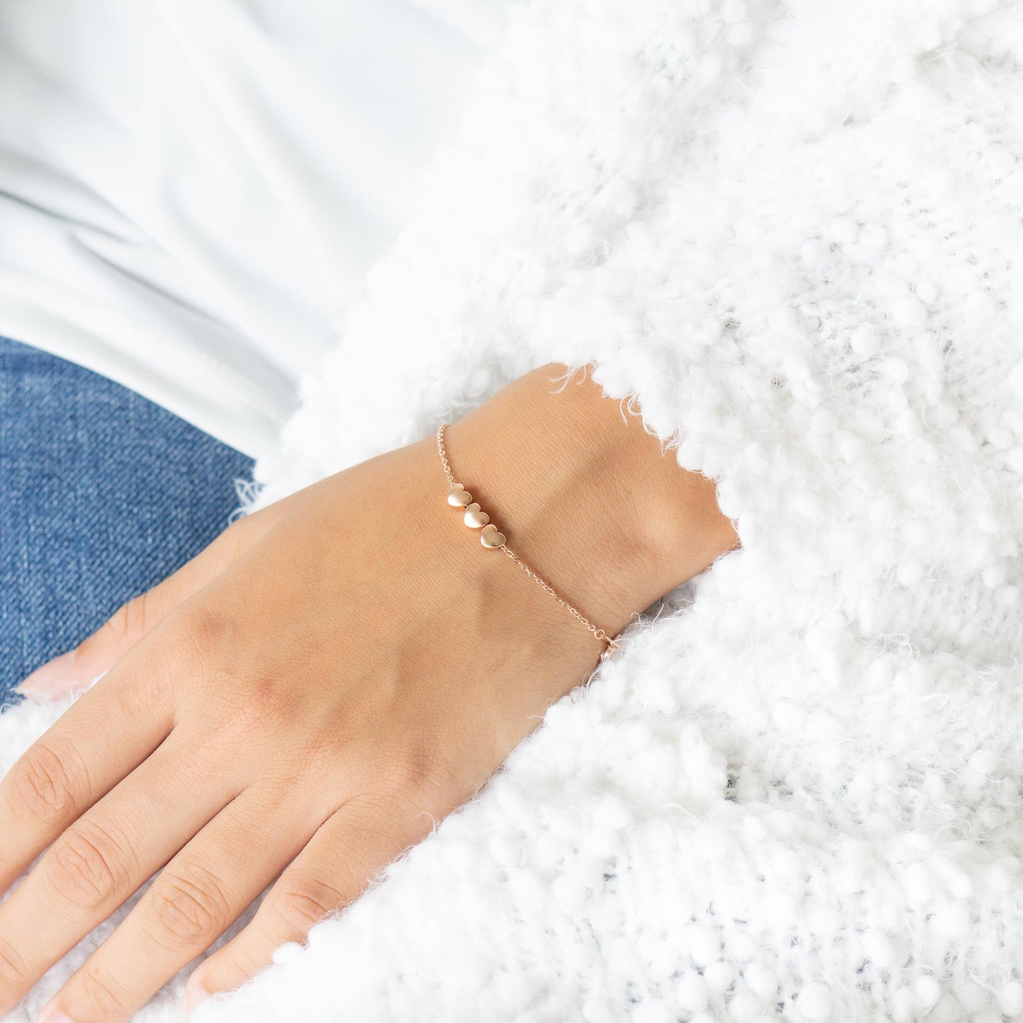 Kinsley 3 Heart Bracelet Rose Gold