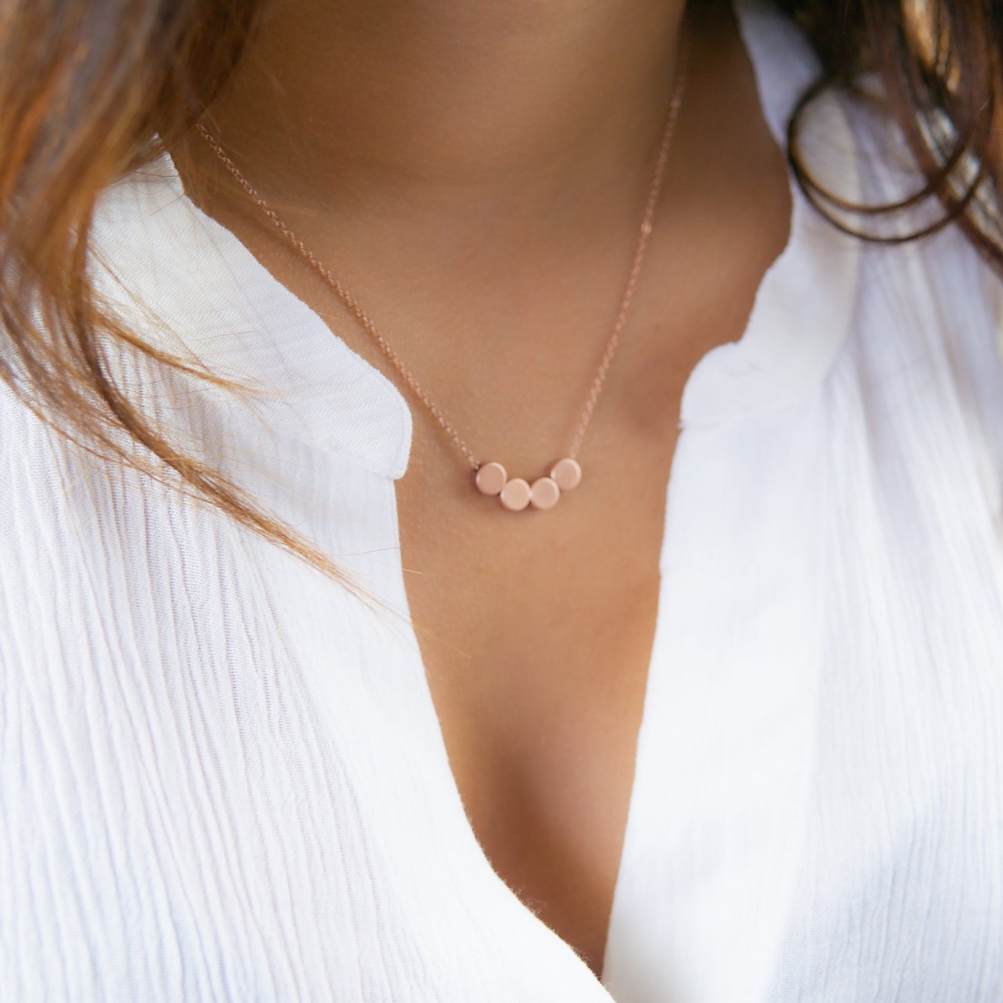 Teigan 4 Dot Necklace Rose Gold