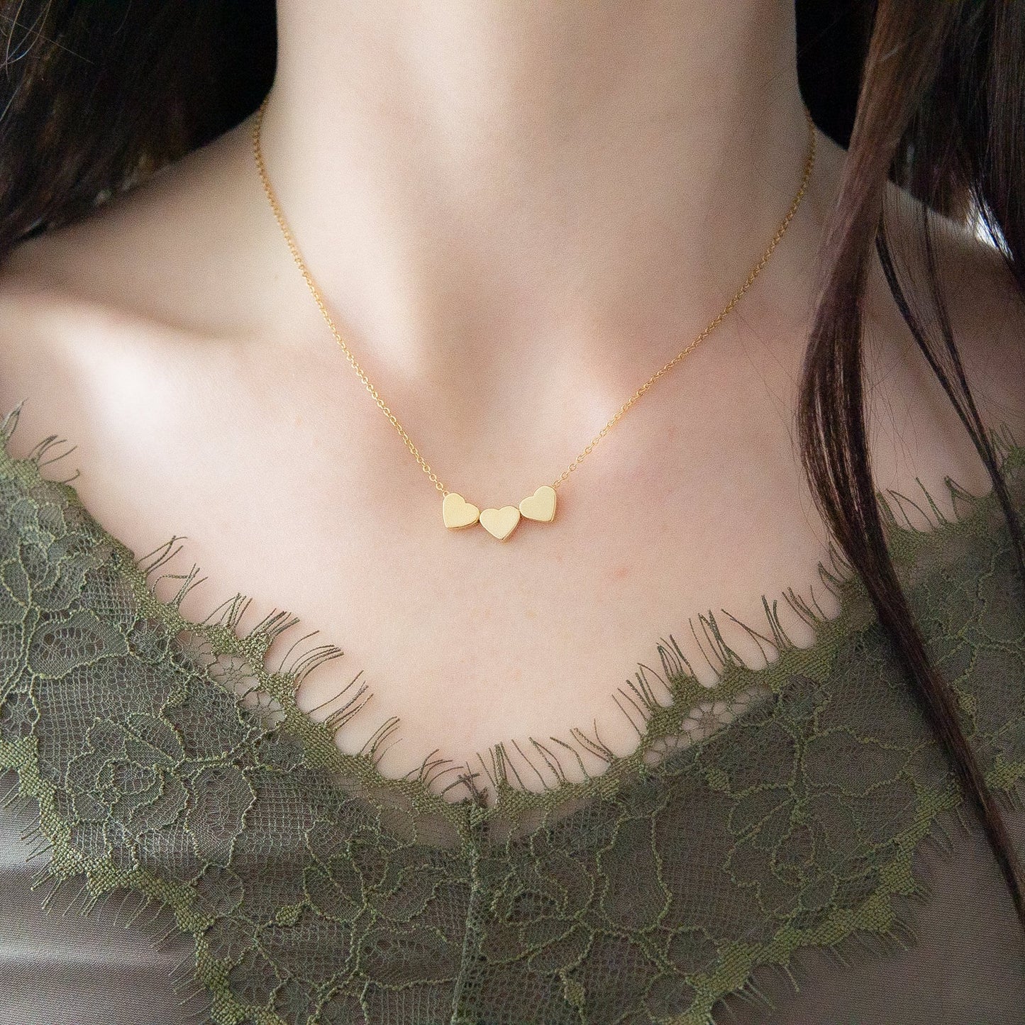 Aria 3 Heart Necklace Tricolour