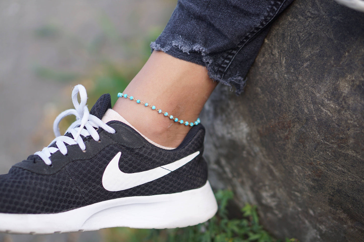 Reese Turquoise Anklet Gold
