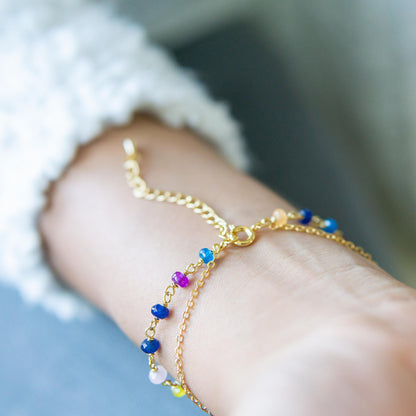 Zoie Rainbow Jade Rosary Double Wrist Finger Bracelet Jade