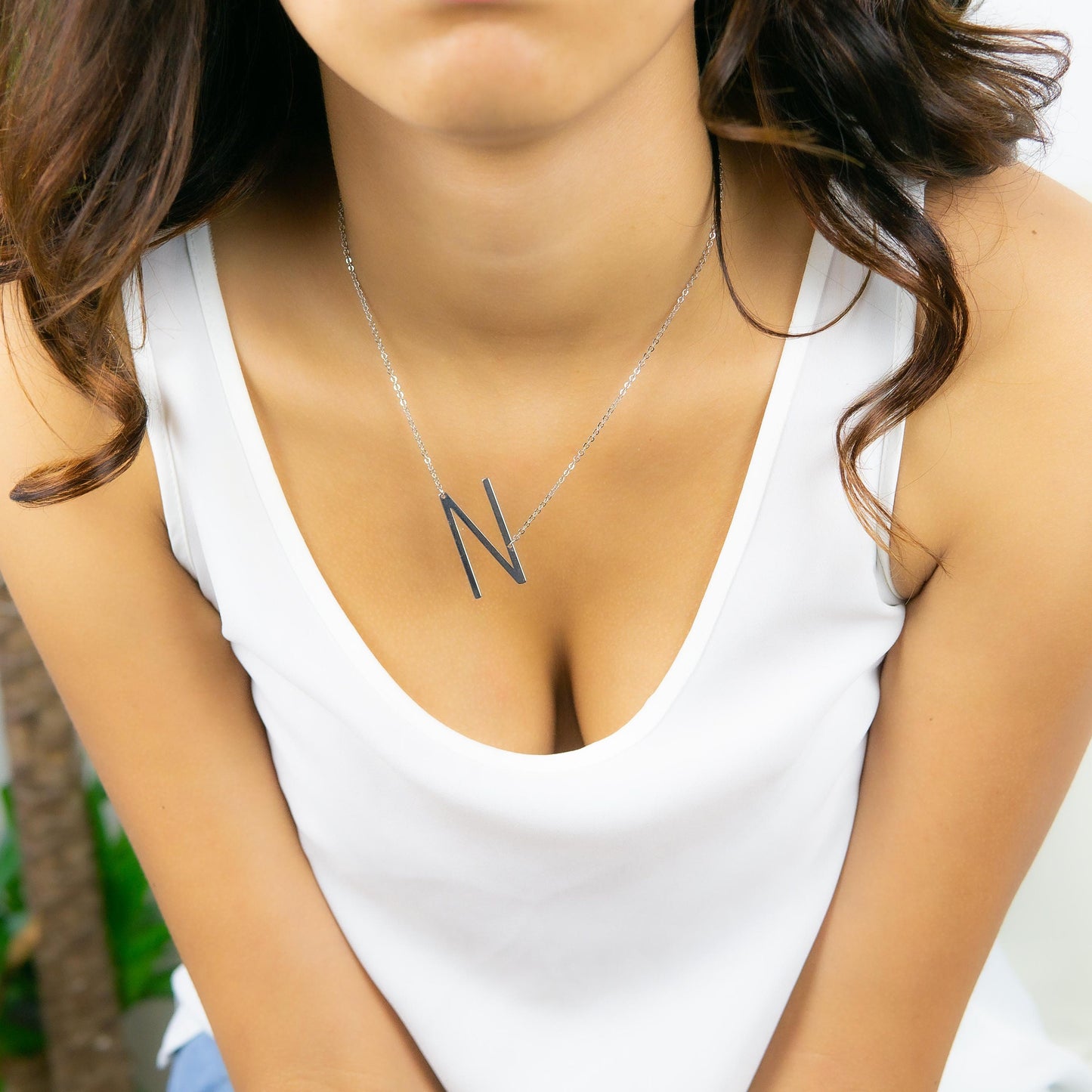 Junie Initial Necklace Silver