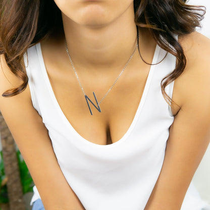 Junie Initial Necklace Silver
