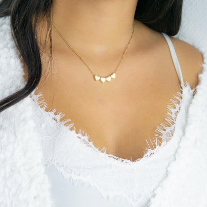 Bella 4 Heart Necklace Tricolour
