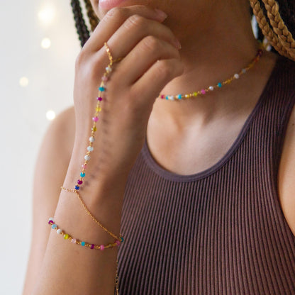 Zoie Rainbow Jade Rosary Double Wrist Finger Bracelet Jade