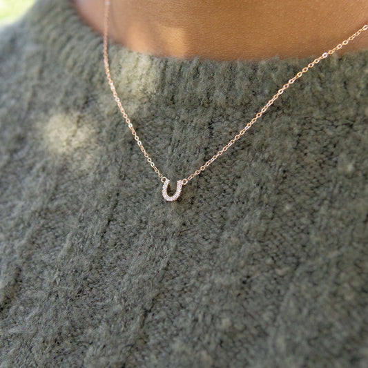 Harper Horseshoe CZ Necklace Rose Gold