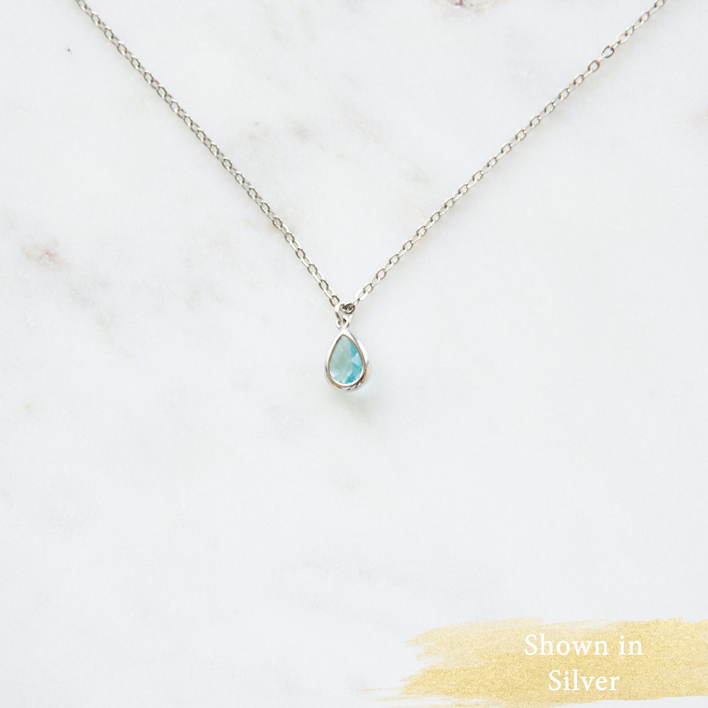 Gemma Aquamarine Necklace Gold