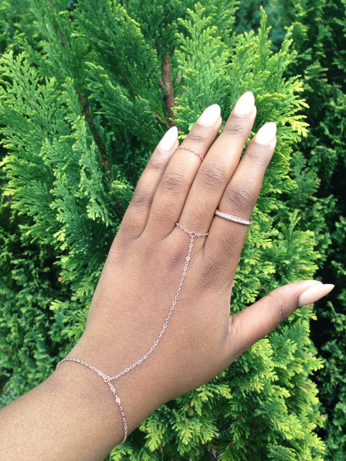 Boho Finger Bracelet Rose Gold Hand Harness