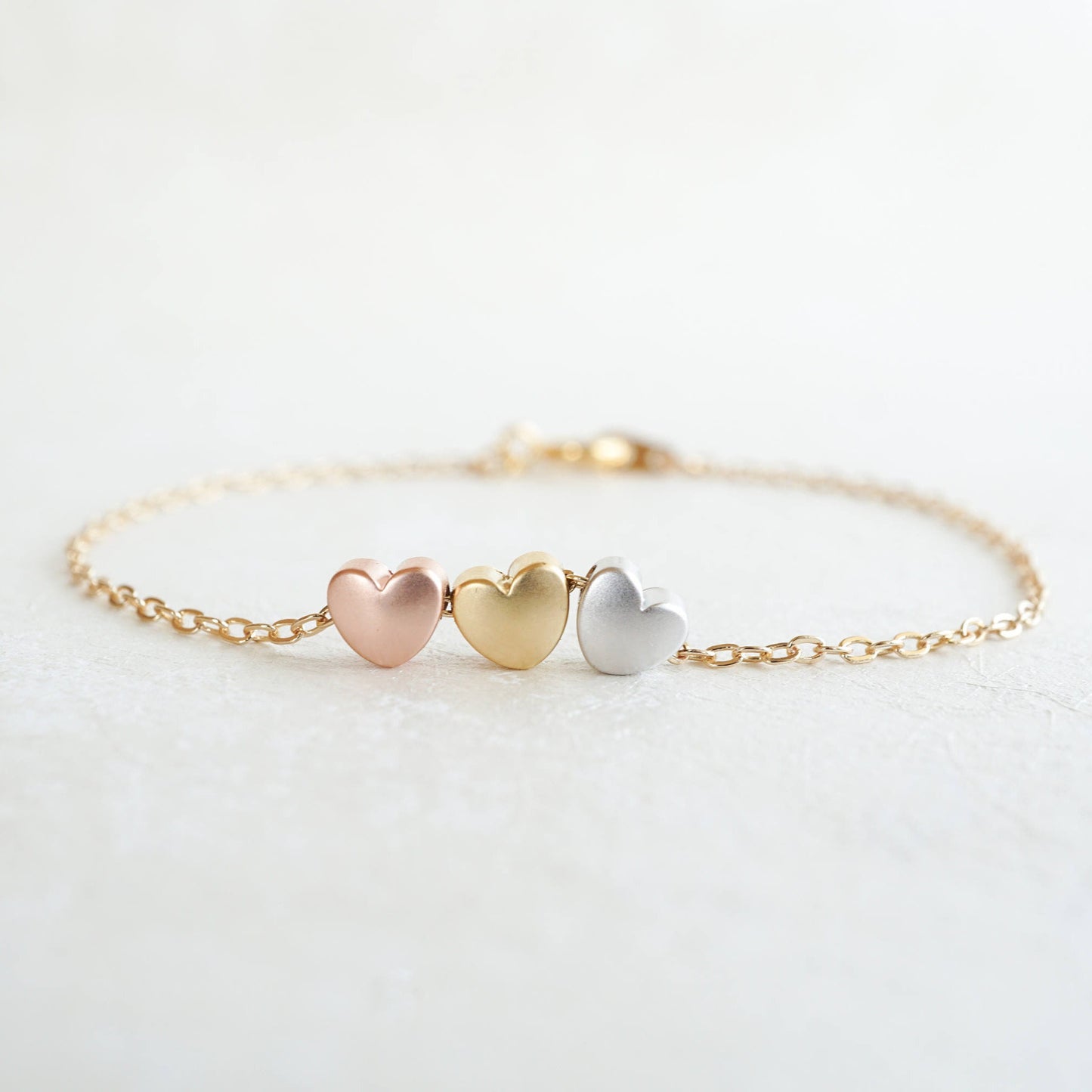 Kinsley 3 Heart Bracelet Rose Gold