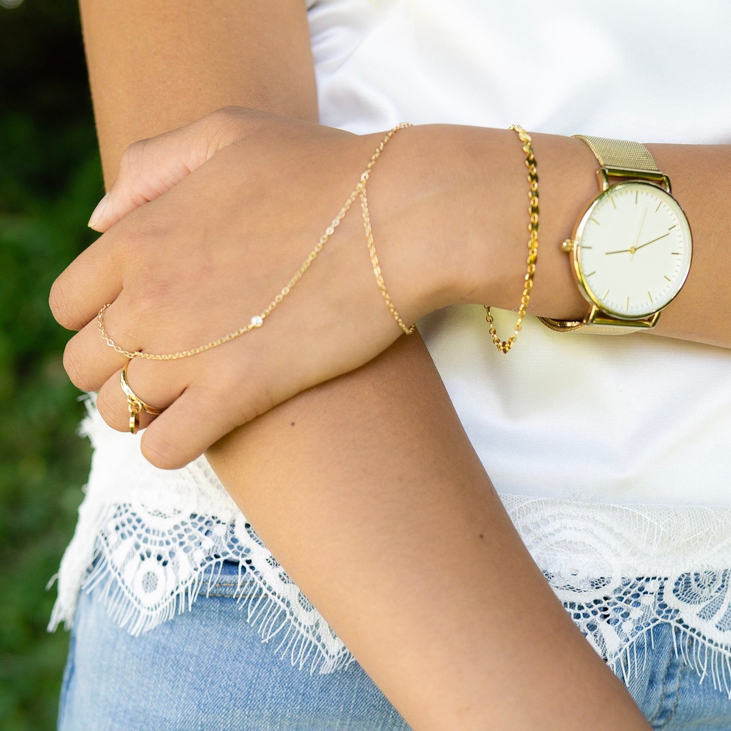 Chloe 1 CZ Hand Chain Silver