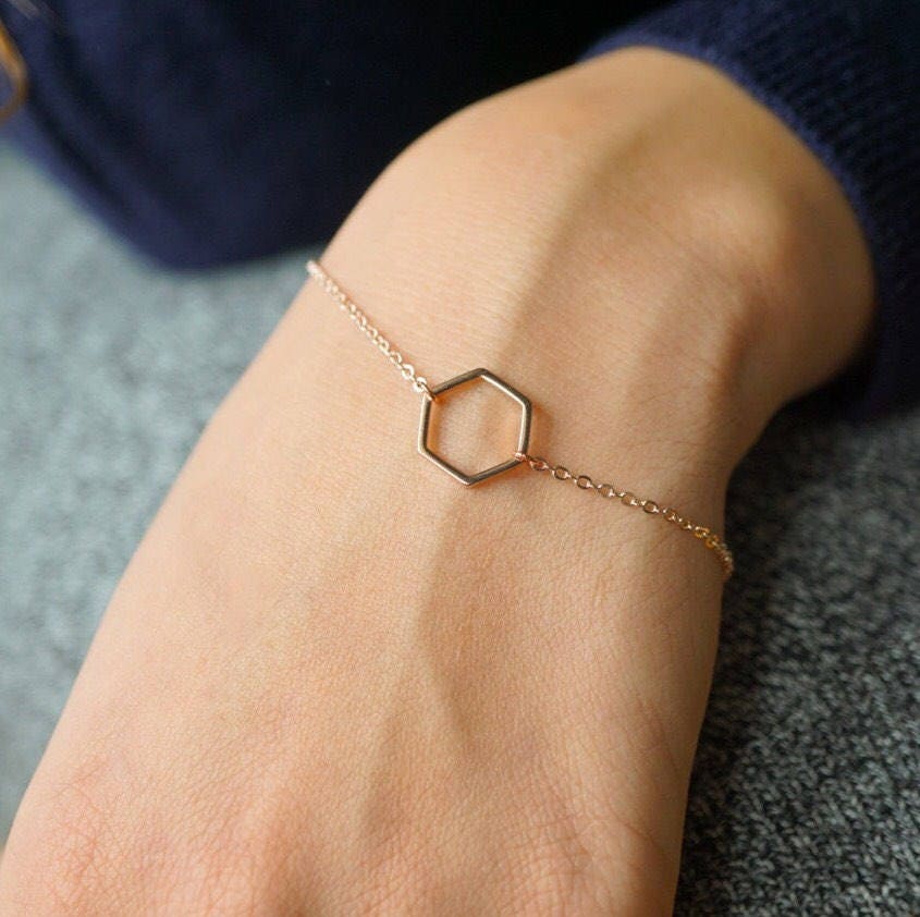 Paisley Hexagon Bracelet Rose Gold