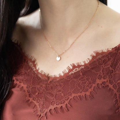 Olive 1 Disc Necklace Rose Gold