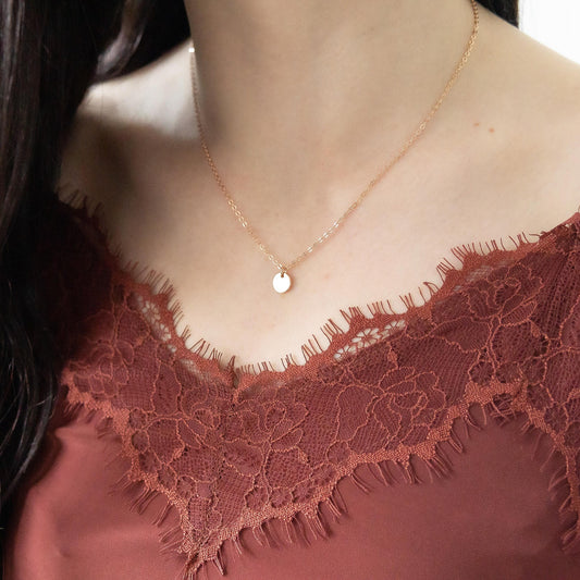 Olive 1 Disc Necklace Rose Gold
